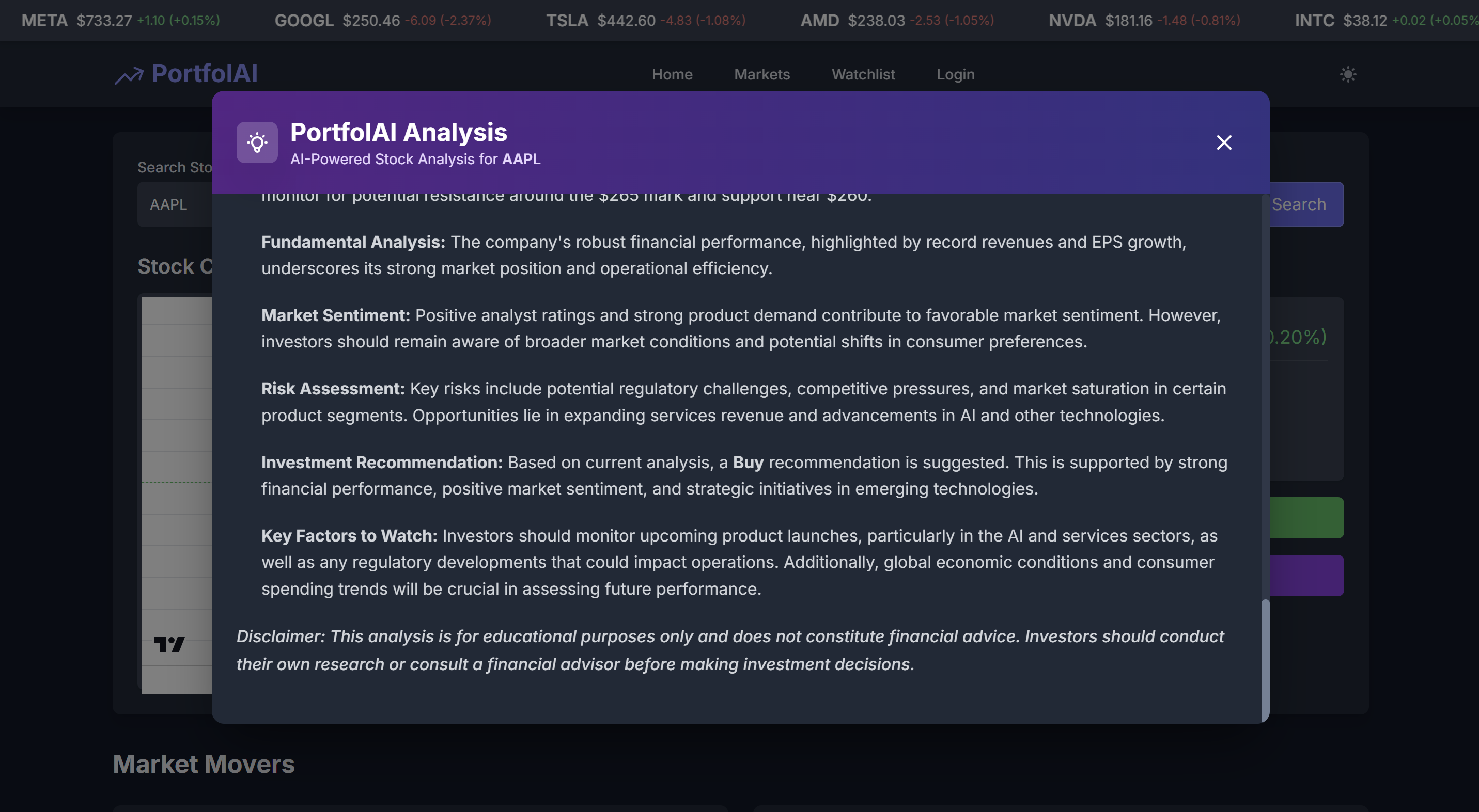 PortfolAI AI Analysis